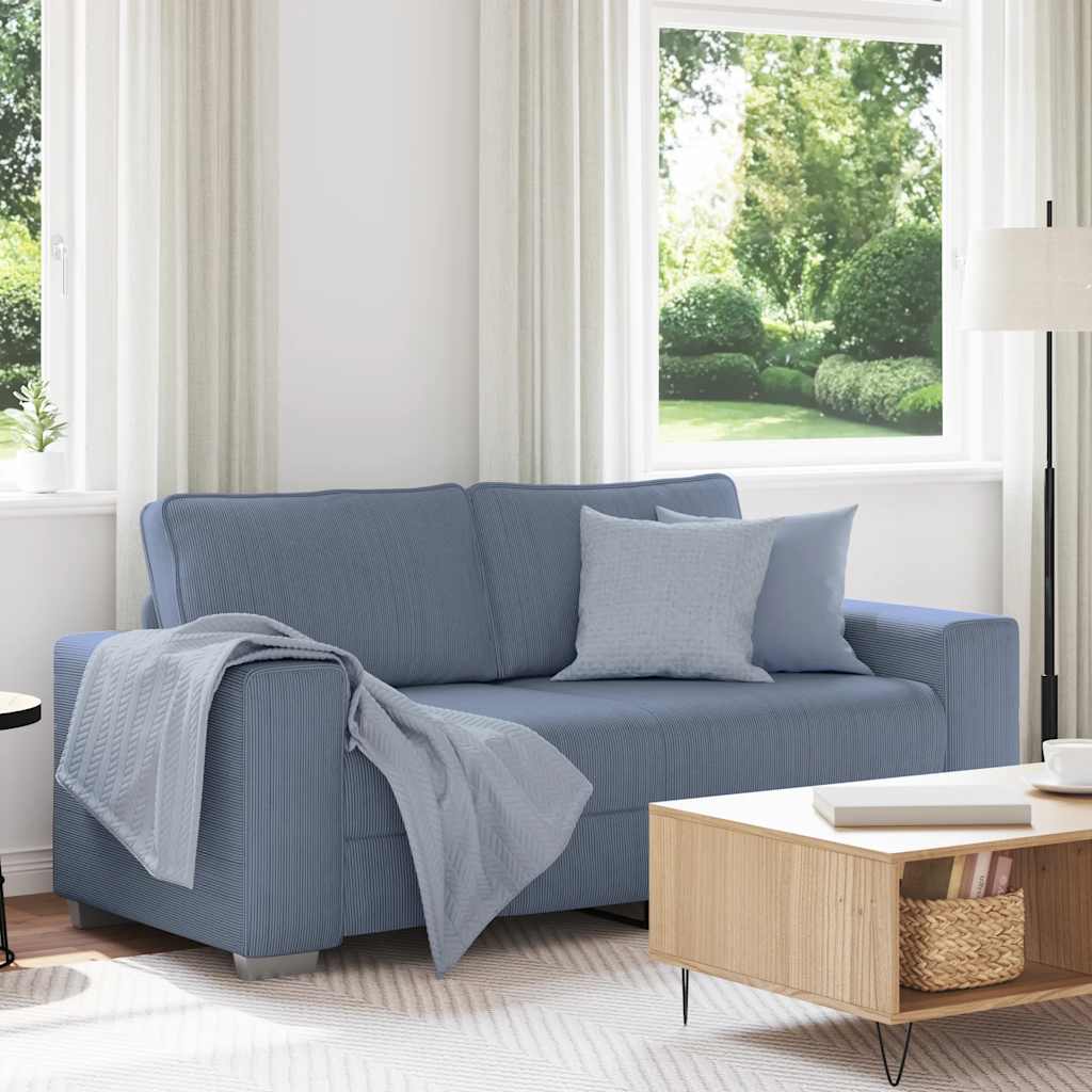 Zweisitzer-Sofa Blau 140 cm Cordstoff