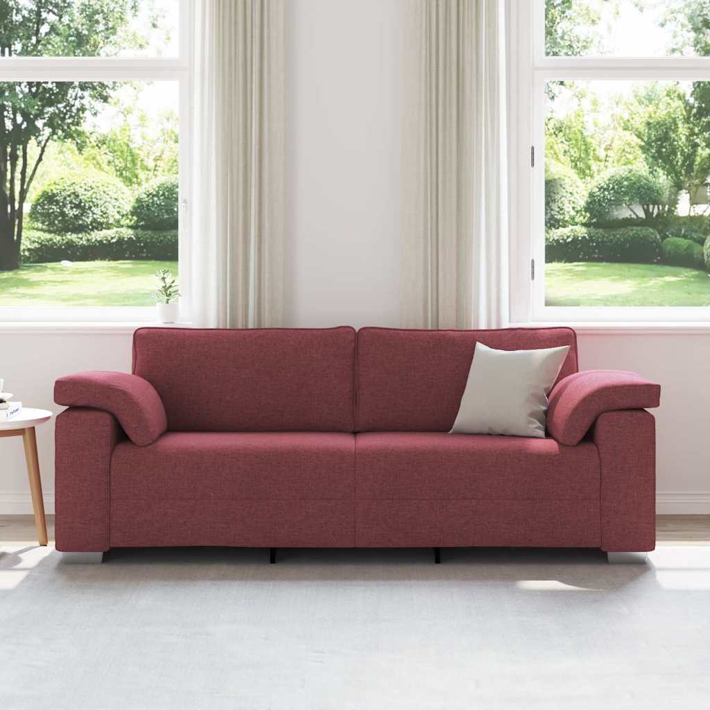 Sofa mit Kissen Weinrot 219 x 77 x 82 cm Stoff