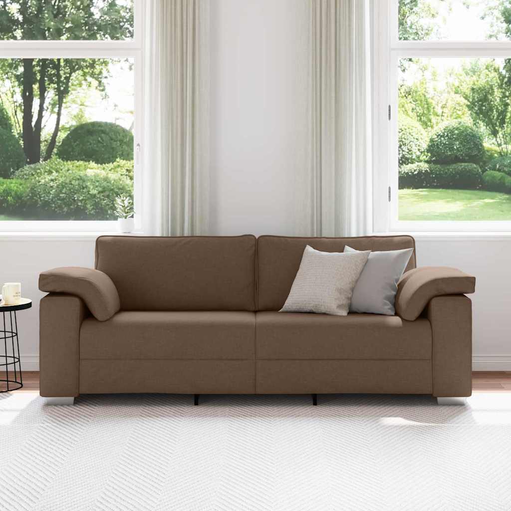 Sofa mit Kissen Braun 219 x 77 x 82 cm Stoff