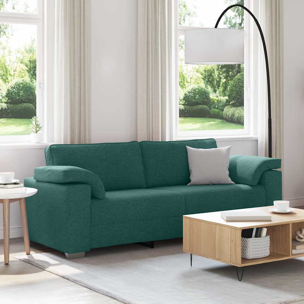 Sofa mit Kissen Dunkelgrün 219 x 77 x 82 cm Stoff