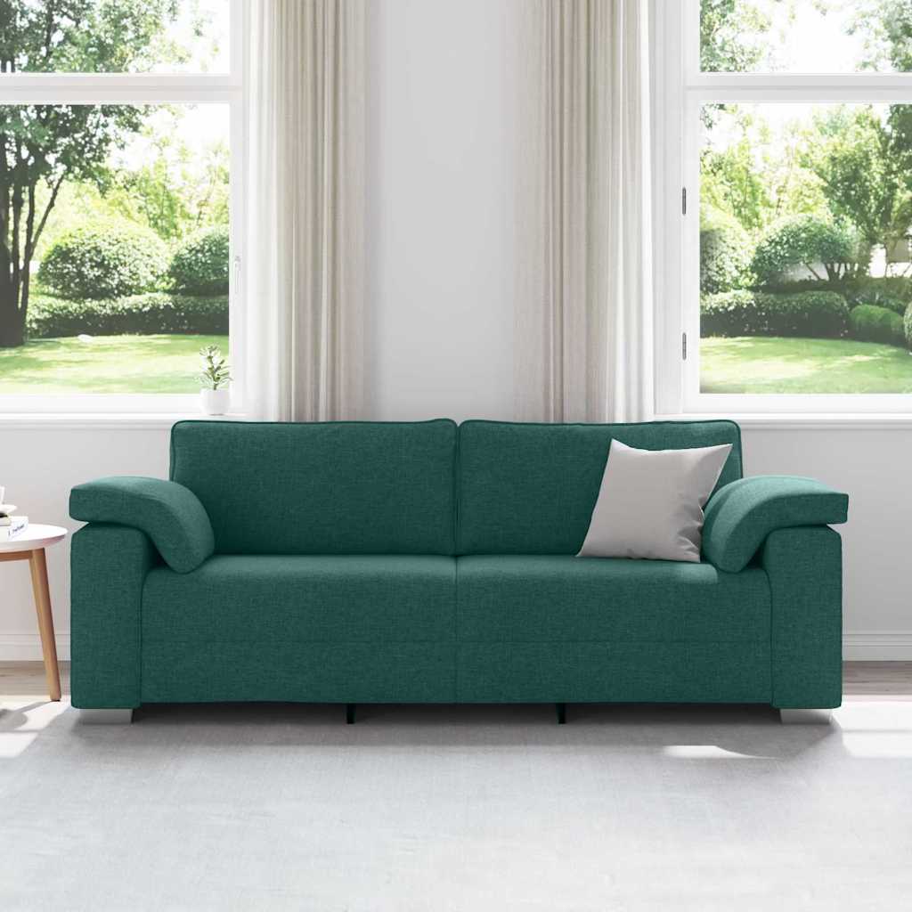 Sofa mit Kissen Dunkelgrün 219 x 77 x 82 cm Stoff