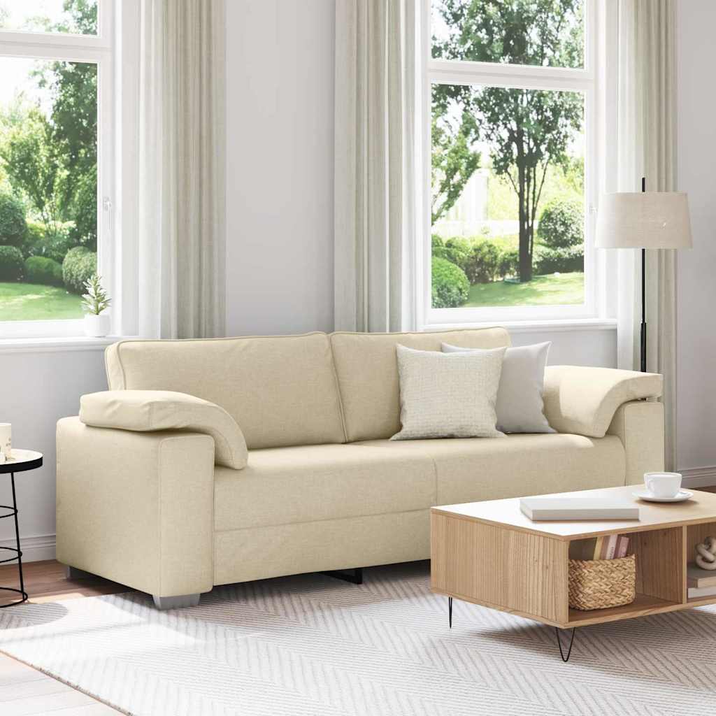 Sofa mit Kissen Creme 219 x 77 x 82 cm Stoff