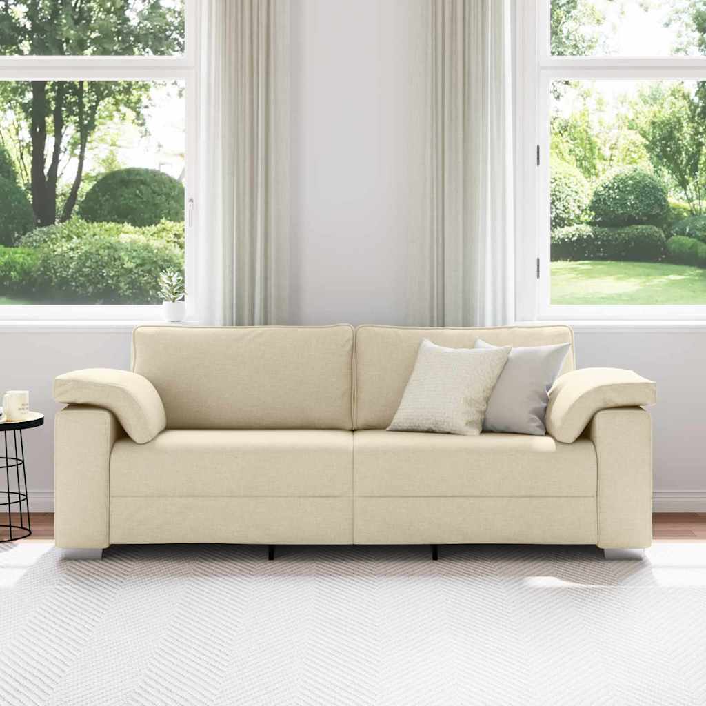 Sofa mit Kissen Creme 219 x 77 x 82 cm Stoff