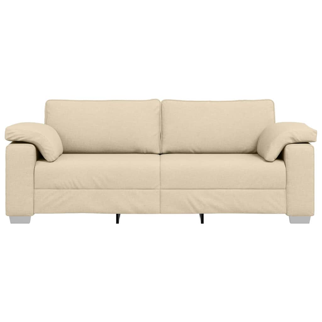 Sofa mit Kissen Creme 219 x 77 x 82 cm Stoff