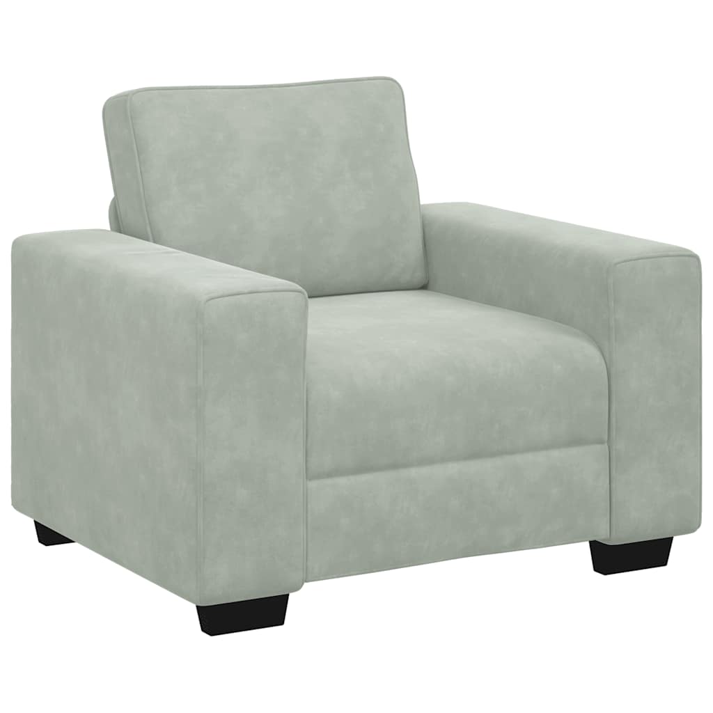 Fauteuil gris clair 60 cm velours