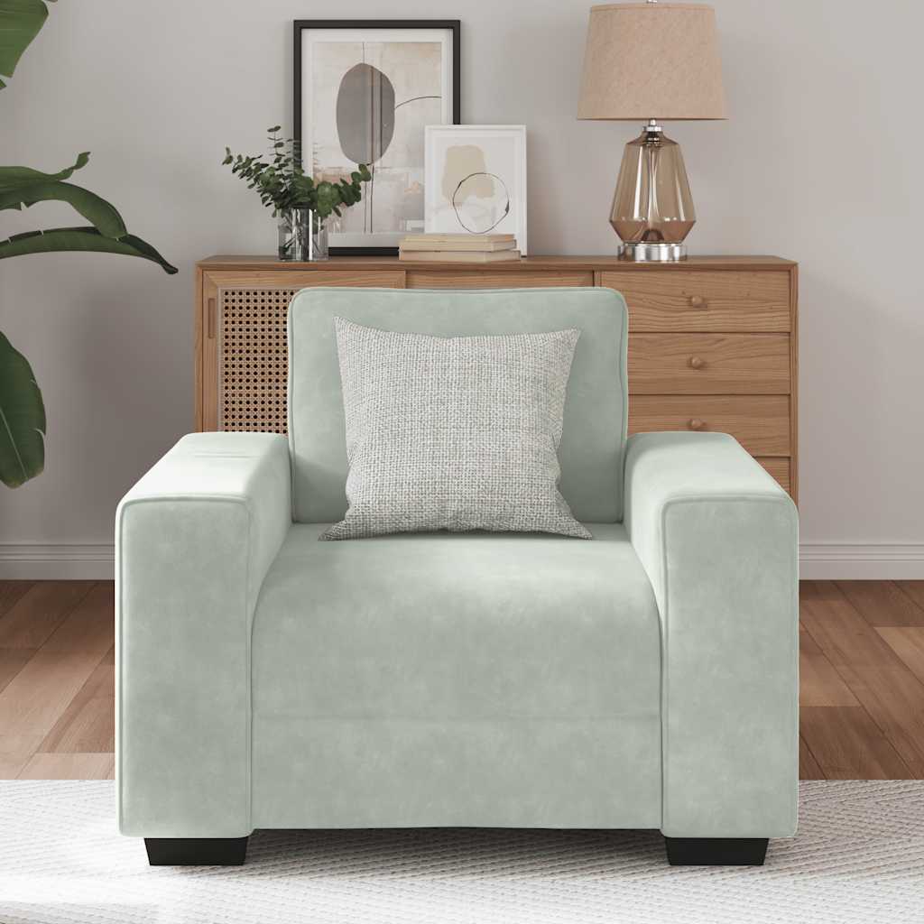 Fauteuil gris clair 60 cm velours