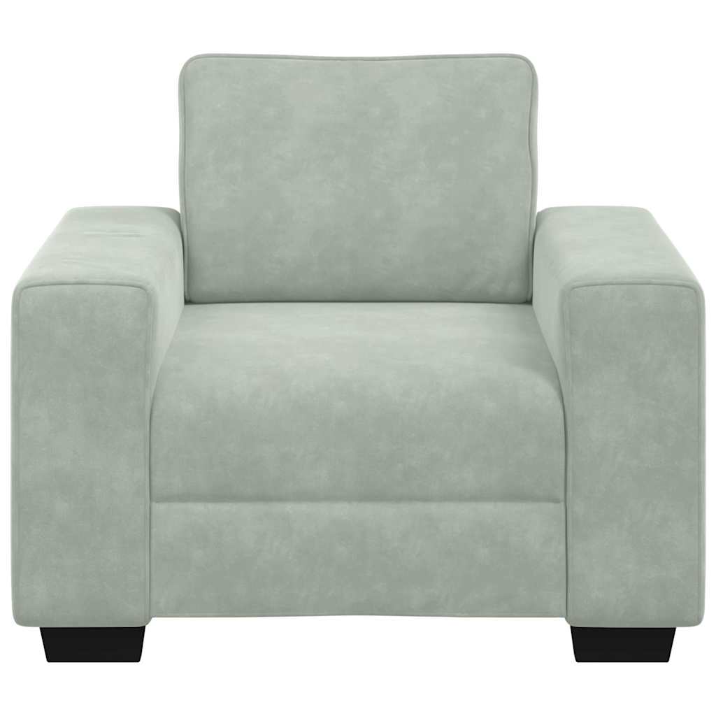 Fauteuil gris clair 60 cm velours