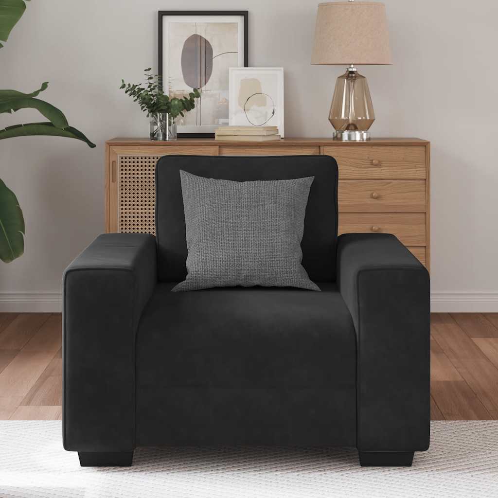 Fauteuil en velours noir 60 cm