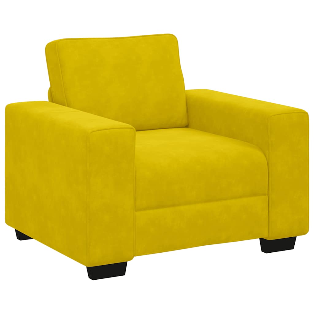 Fauteuil jaune 60 cm velours