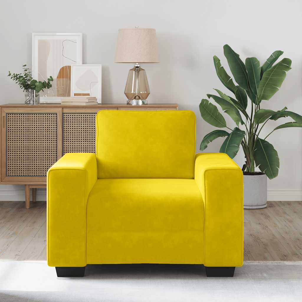 Fauteuil jaune 60 cm velours