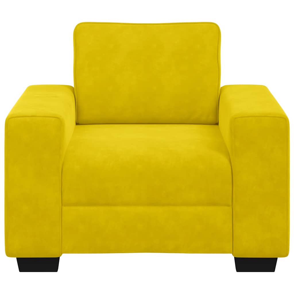 Fauteuil jaune 60 cm velours