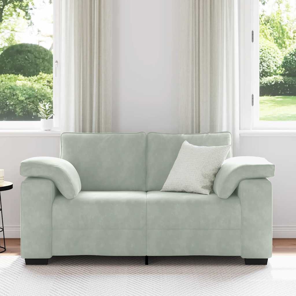 Zweisitzer-Sofa Hellgrau 120 cm Samt