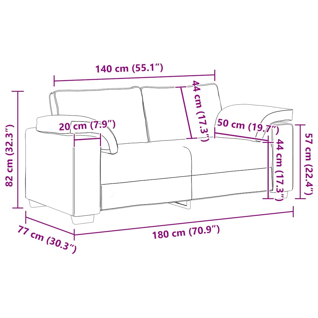 Zweisitzer-Sofa Creme 140 cm Samt