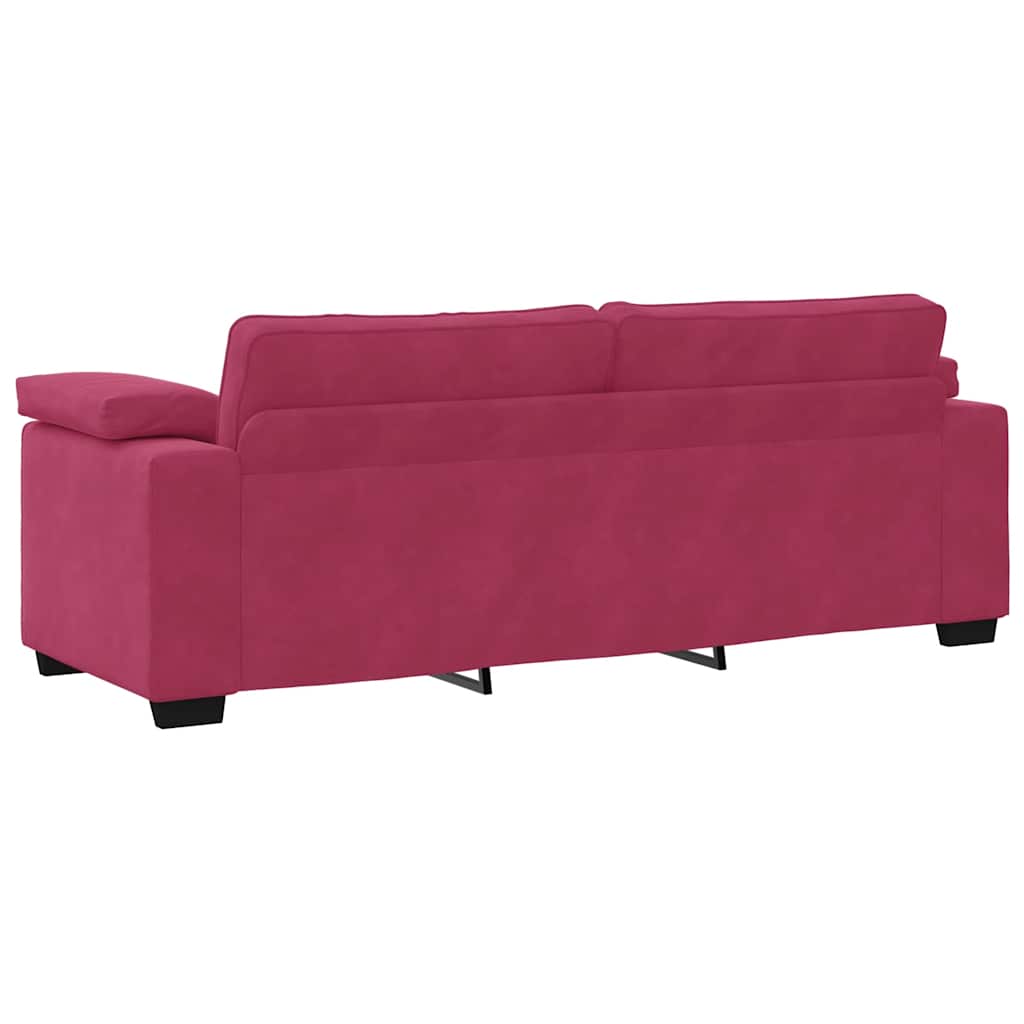 Canapé 3 places rouge vin 178 cm velours