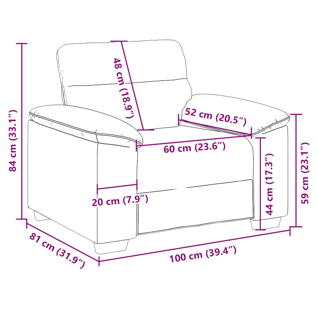 Fauteuil gris clair 60 cm tissu