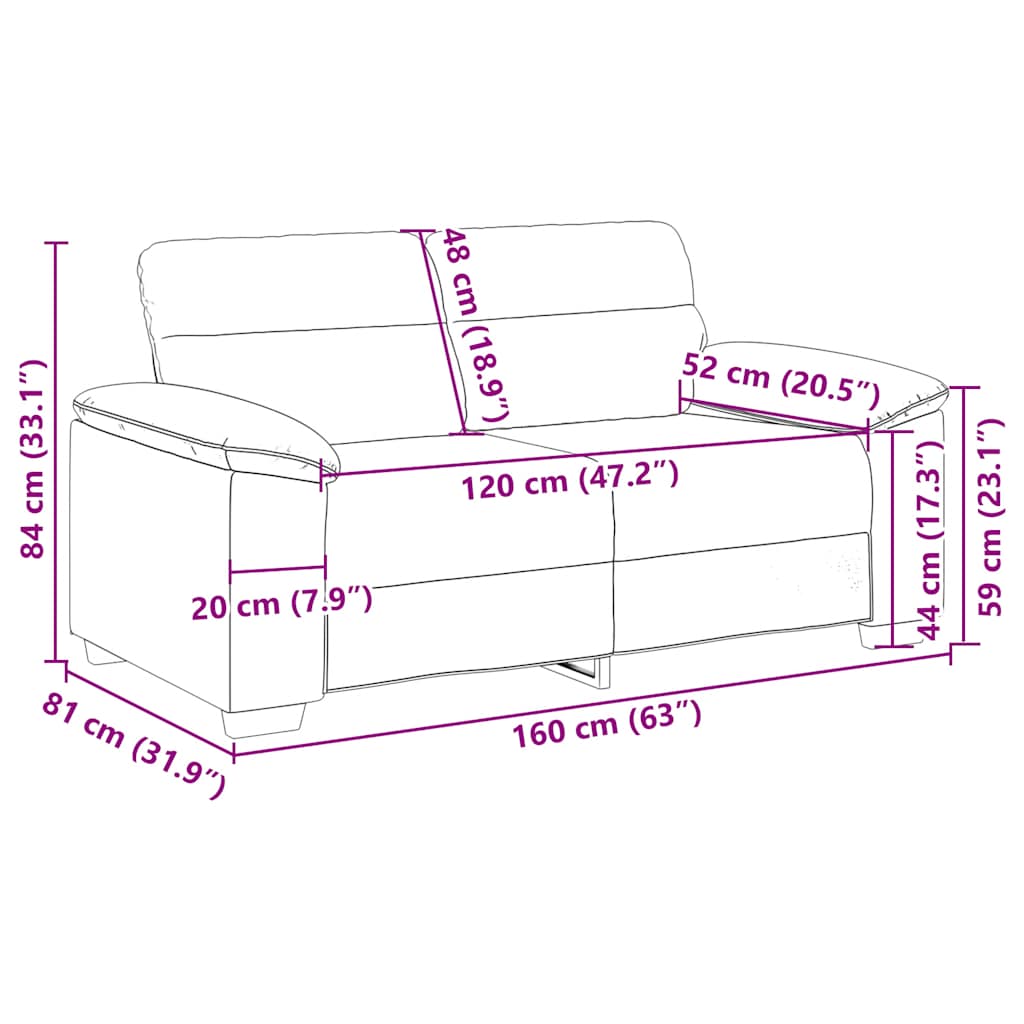 2-Sitzer-Sofa Braun 120 cm Stoff