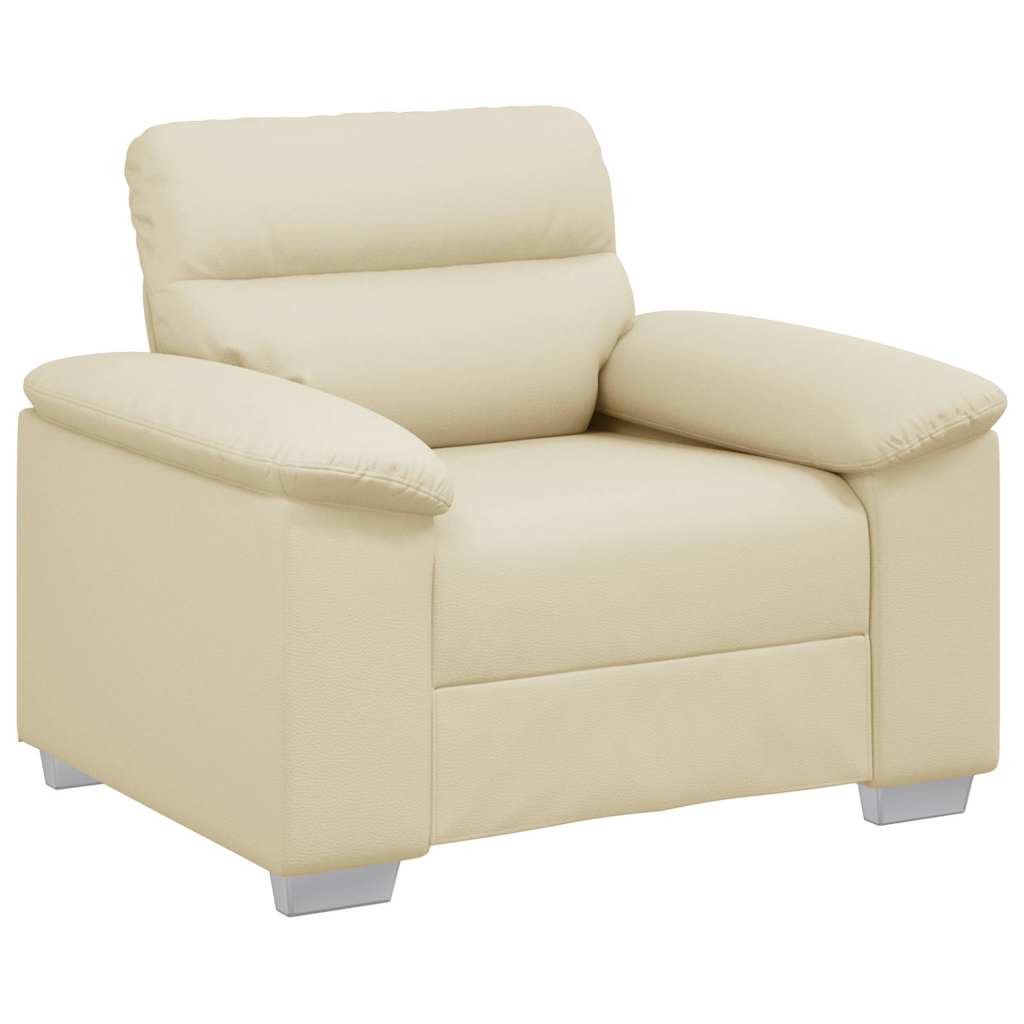 Fauteuil crème 60 cm simili cuir