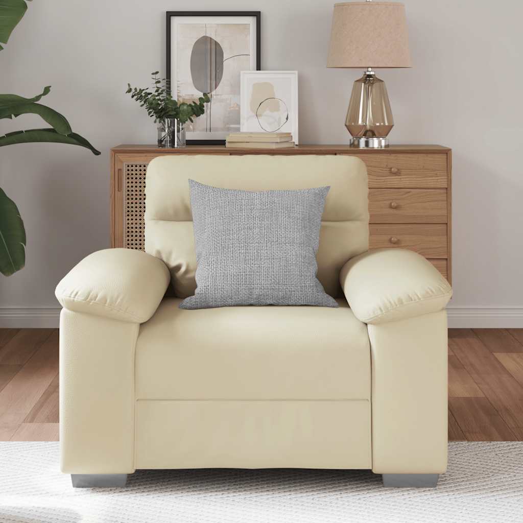 Fauteuil crème 60 cm simili cuir