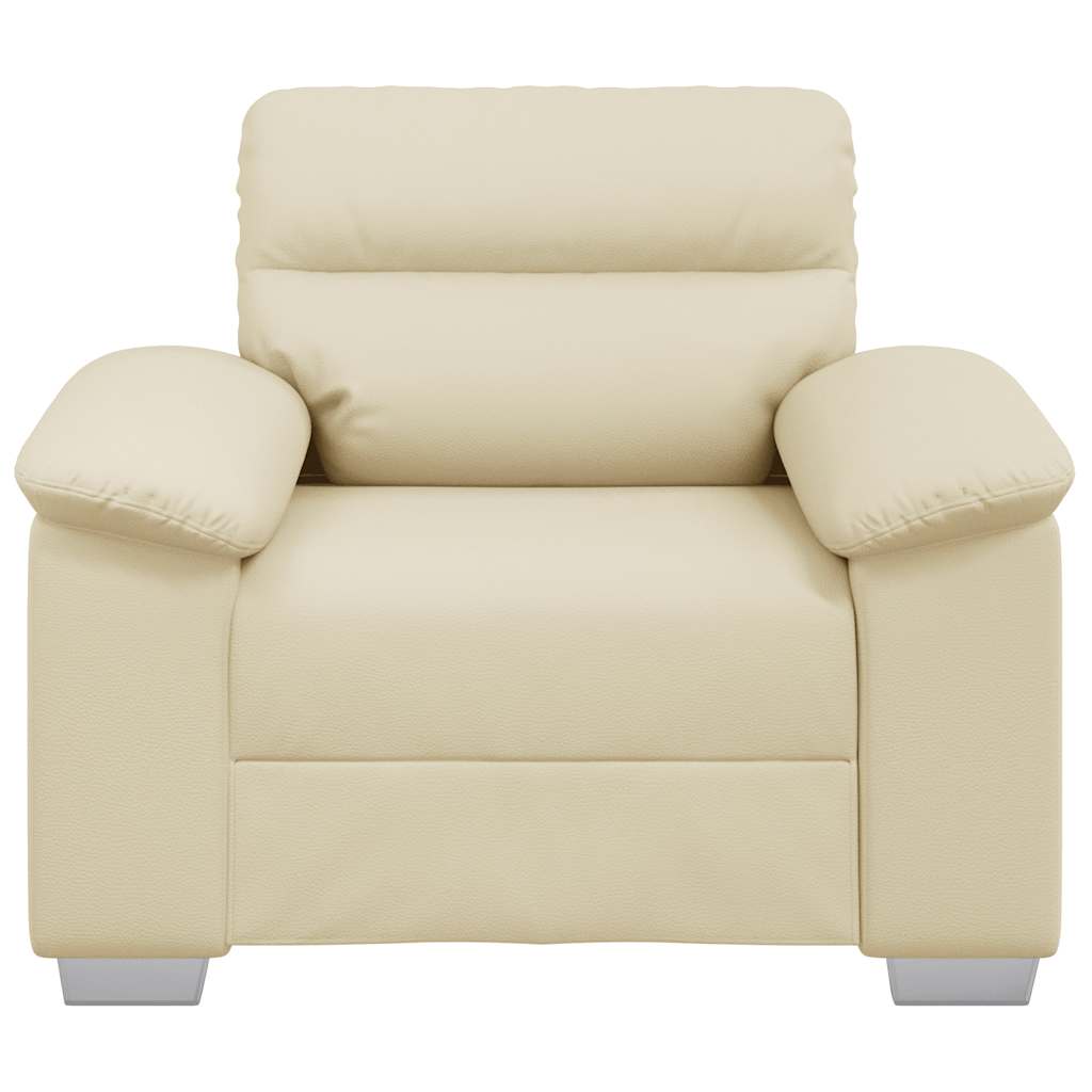 Fauteuil crème 60 cm simili cuir