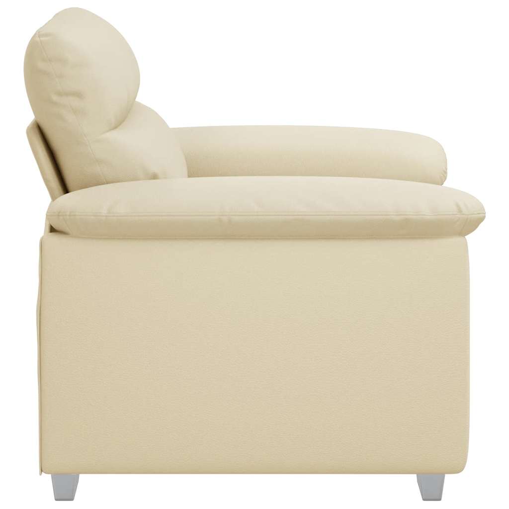 Fauteuil crème 60 cm simili cuir