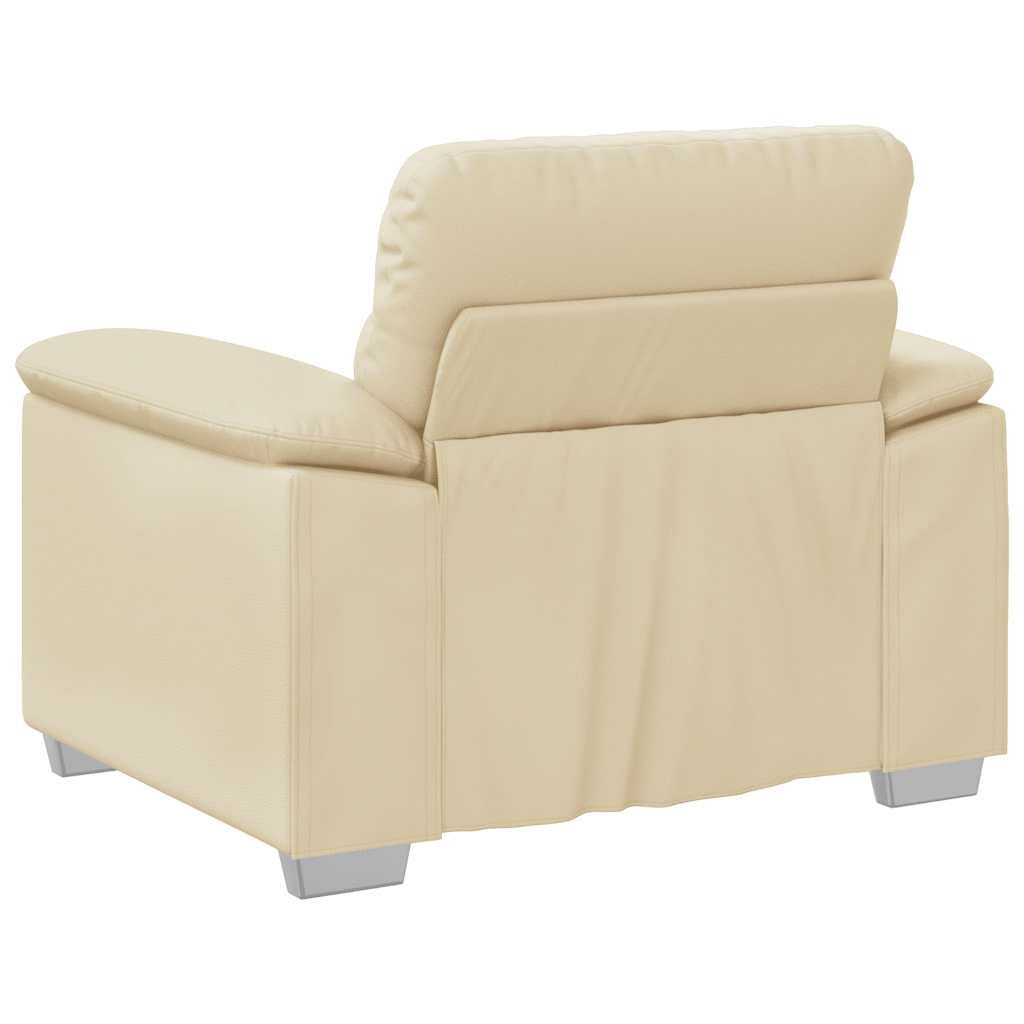 Fauteuil crème 60 cm simili cuir