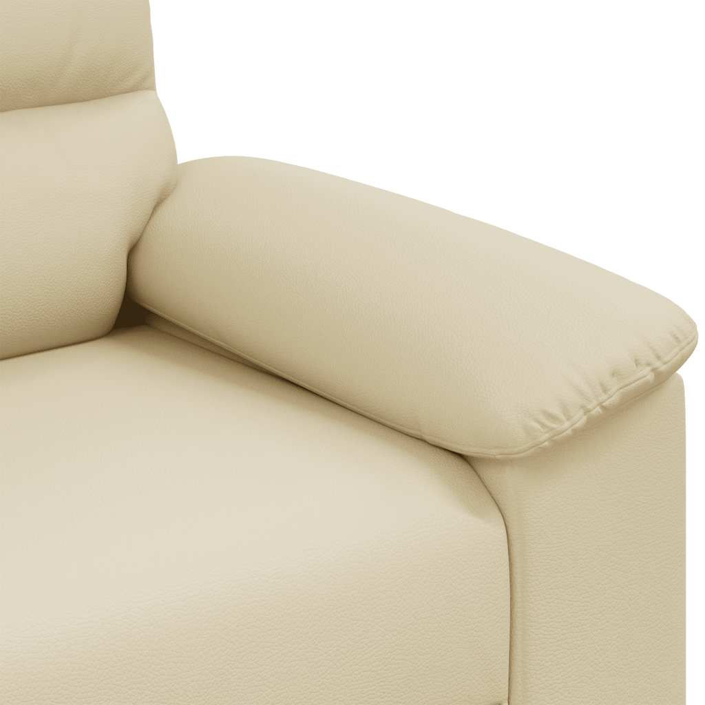 Fauteuil crème 60 cm simili cuir
