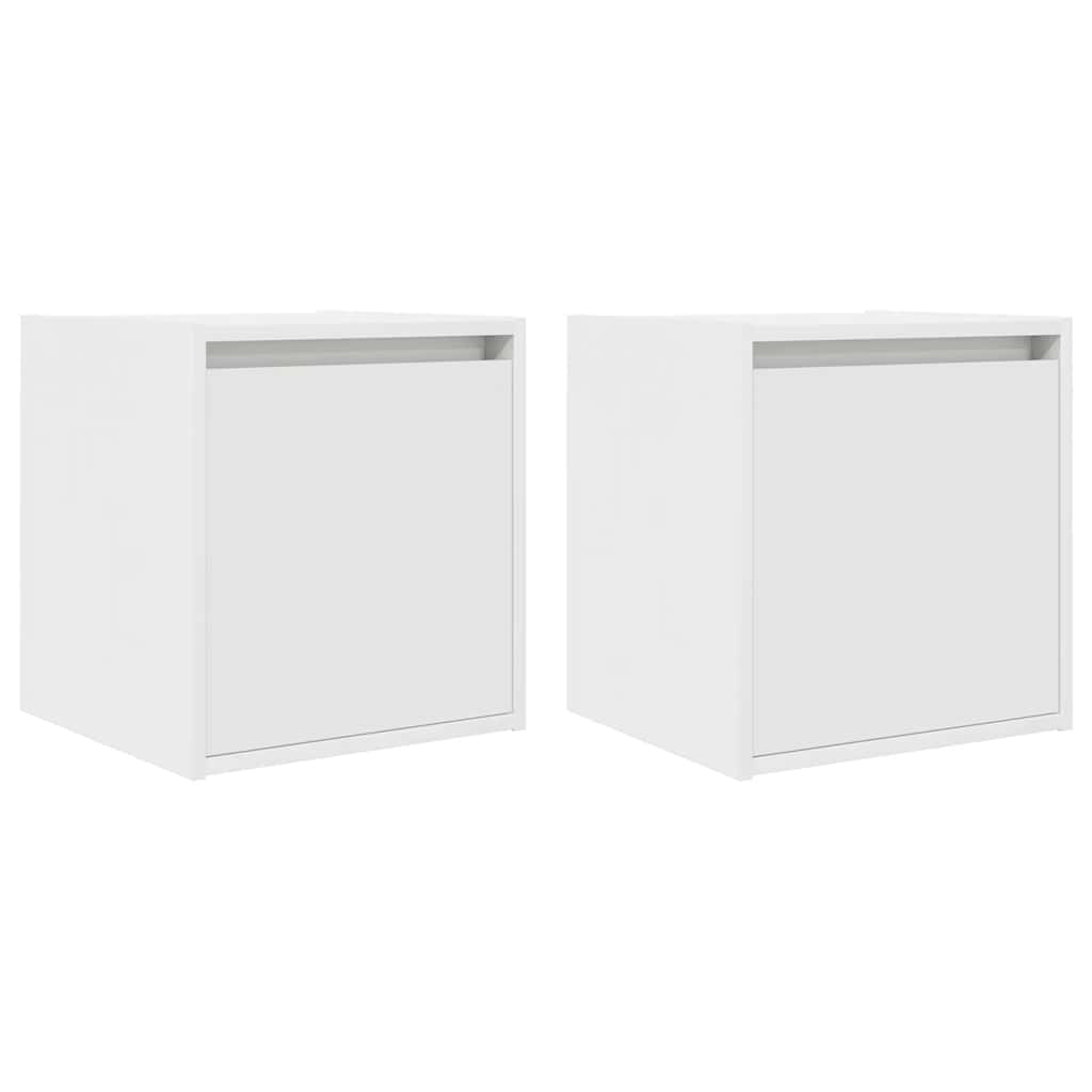 Wall-mounted bedside tables, 2 pieces, white, 38 x 34 x 40 cm