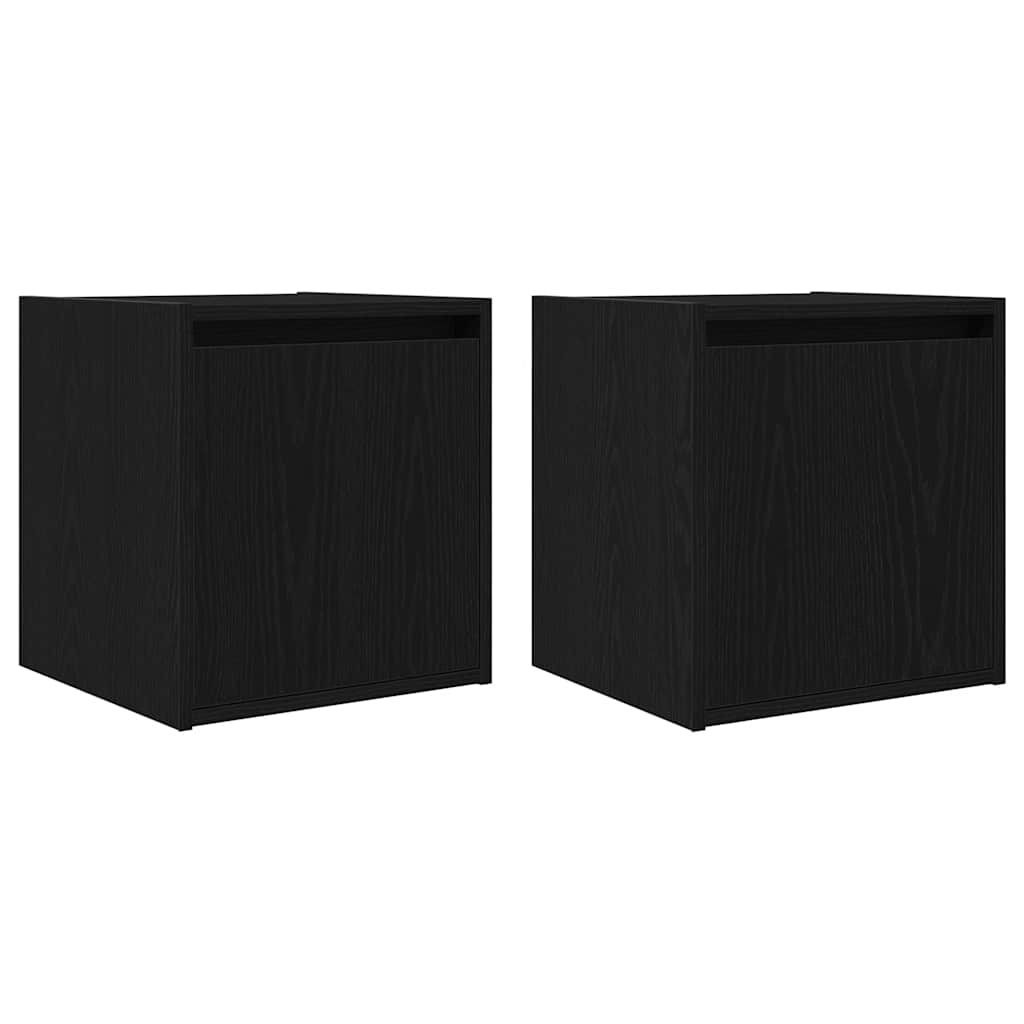 Wall-mounted bedside tables, 2 pieces, black, 38 x 34 x 40 cm