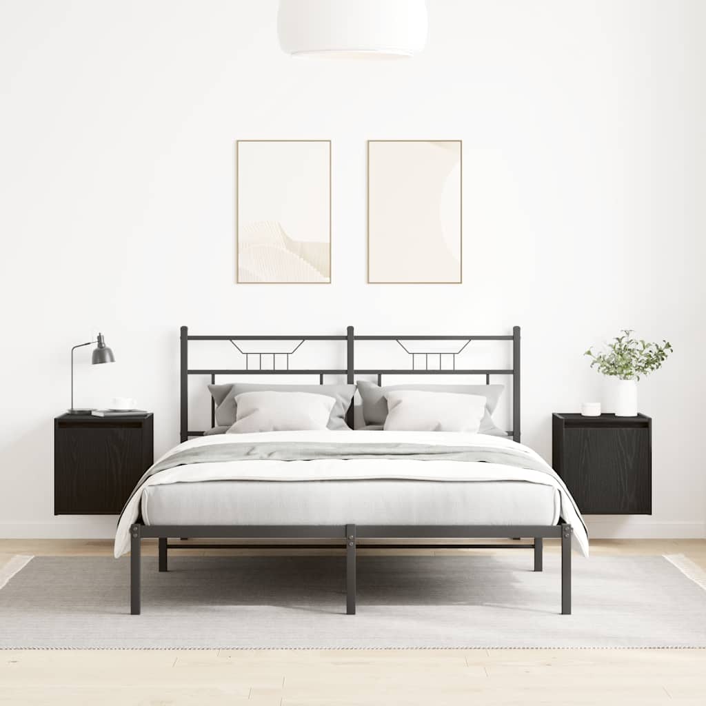 Wall-mounted bedside tables, 2 pieces, black, 38 x 34 x 40 cm