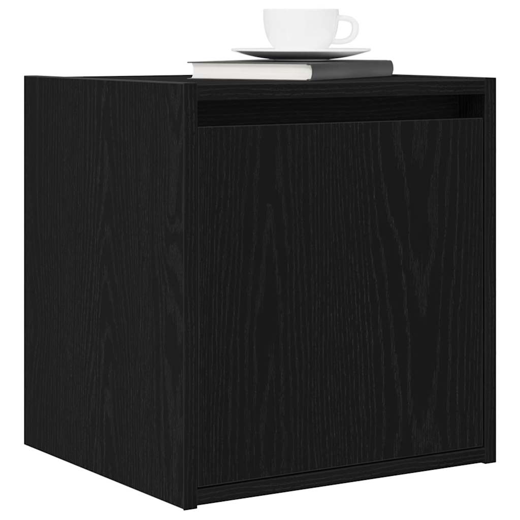 Wall-mounted bedside tables, 2 pieces, black, 38 x 34 x 40 cm