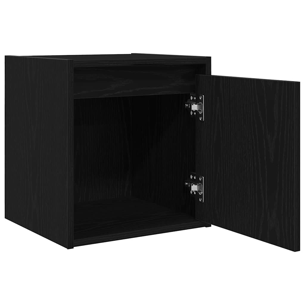 Wall-mounted bedside tables, 2 pieces, black, 38 x 34 x 40 cm