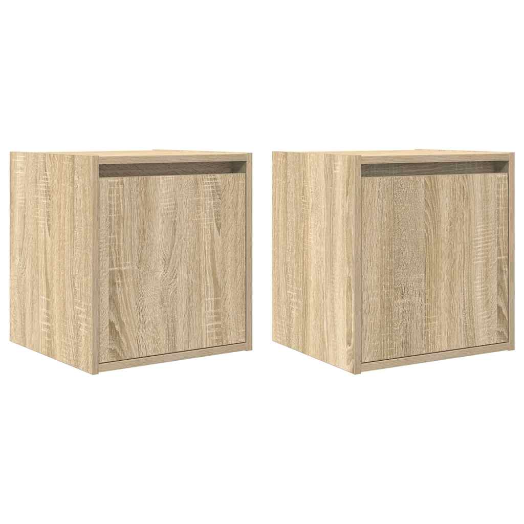 Wall-mounted bedside tables, 2 pieces, Sonoma oak, 38 x 34 x 40 cm
