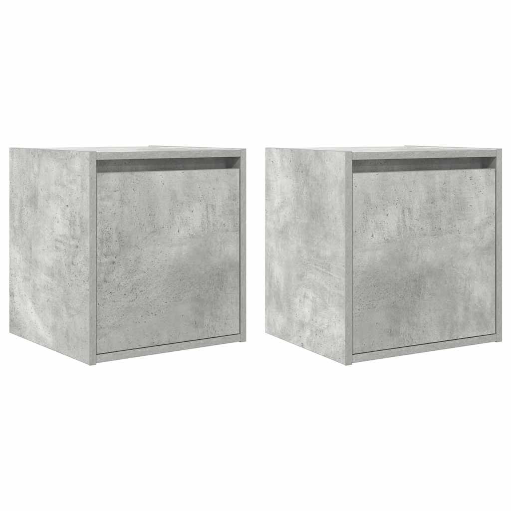 Wall-mounted bedside tables, 2 pieces, concrete grey, 38 x 34 x 40 cm