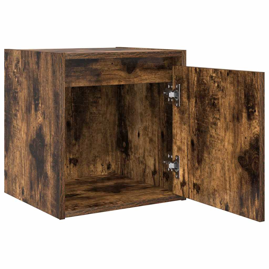 Wall-mounted bedside tables (2 pieces), smoked oak, 38x34x40 cm