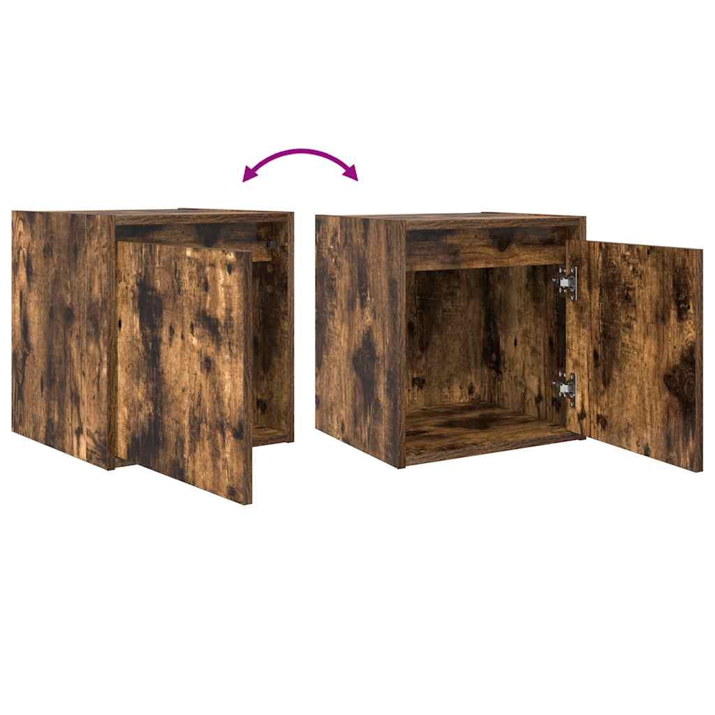 Wall-mounted bedside tables (2 pieces), smoked oak, 38x34x40 cm