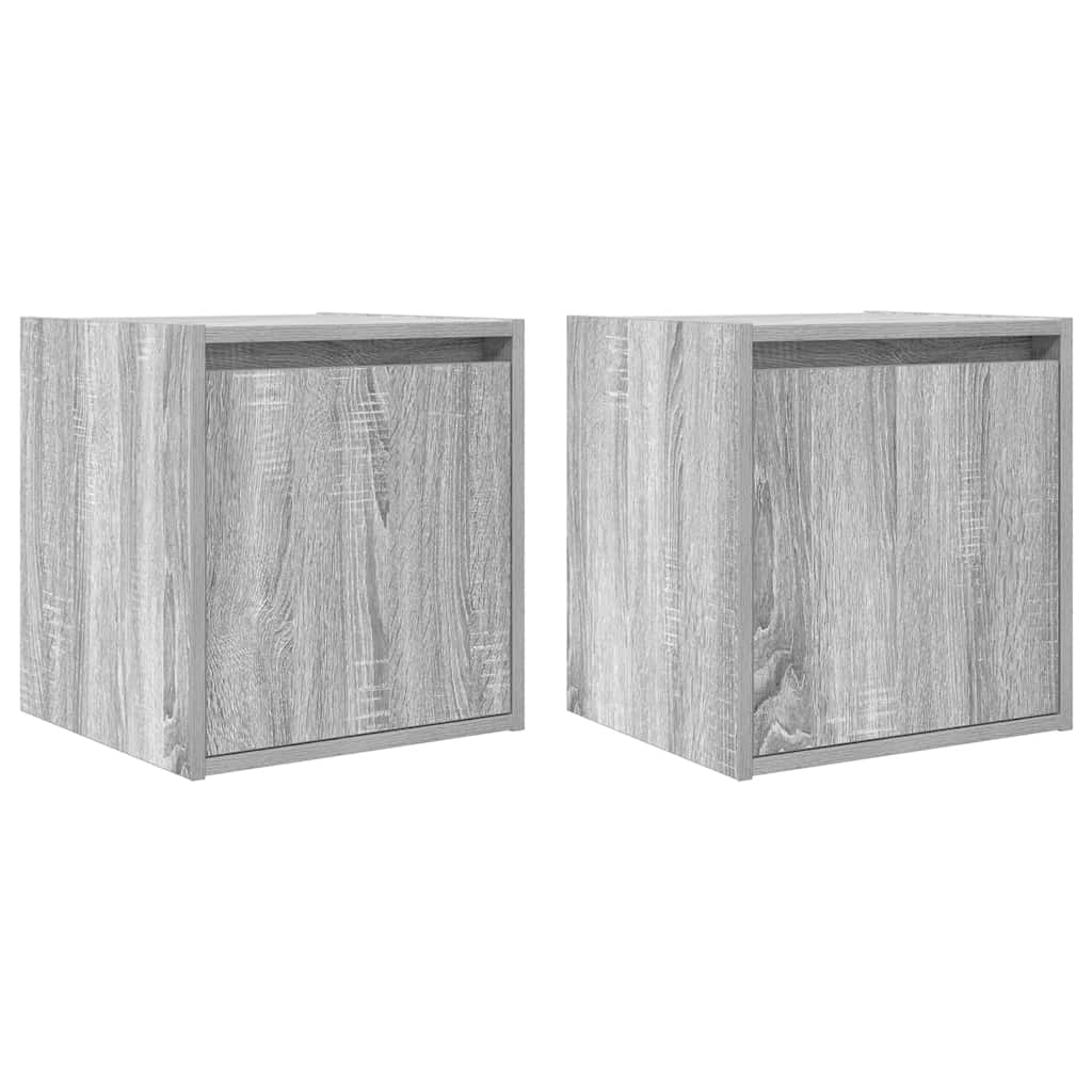 Wall-mounted bedside tables, 2 pieces, Sonoma gray, 38 x 34 x 40 cm