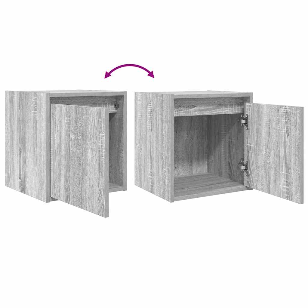 Wall-mounted bedside tables, 2 pieces, Sonoma gray, 38 x 34 x 40 cm