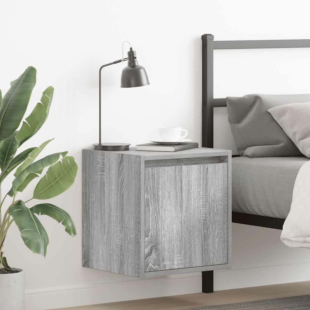 Wall-mounted bedside tables, 2 pieces, Sonoma gray, 38 x 34 x 40 cm