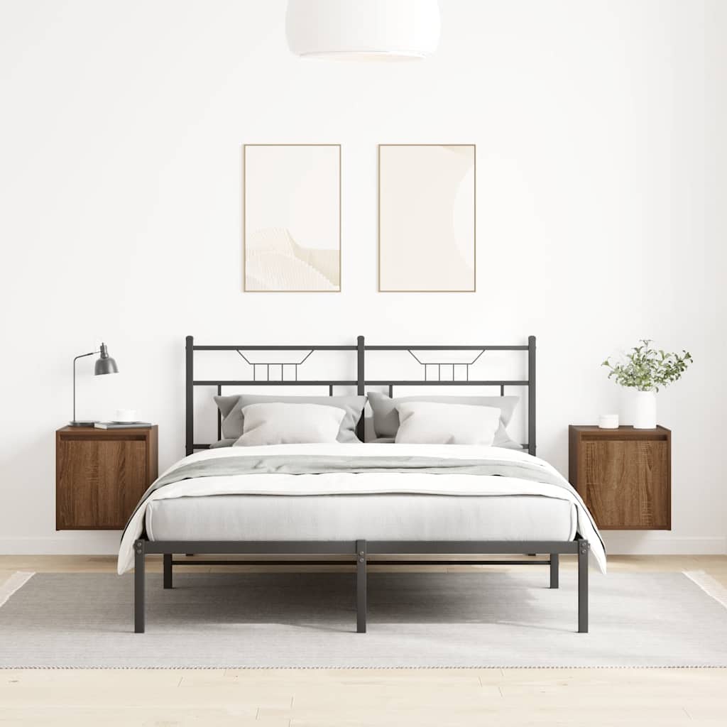 Wall-mounted bedside tables, 2 pieces, brown oak look, 38 x 34 x 40 cm