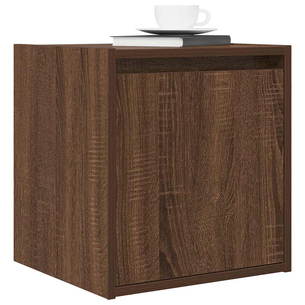 Wall-mounted bedside tables, 2 pieces, brown oak look, 38 x 34 x 40 cm