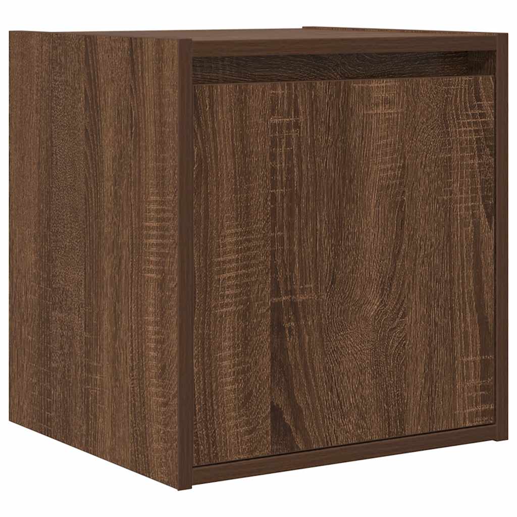 Wall-mounted bedside tables, 2 pieces, brown oak look, 38 x 34 x 40 cm