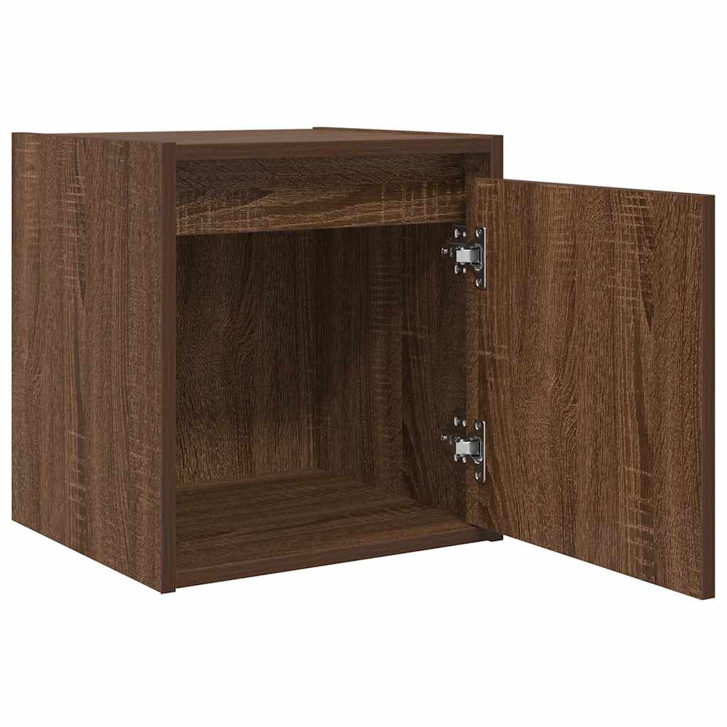 Wall-mounted bedside tables, 2 pieces, brown oak look, 38 x 34 x 40 cm