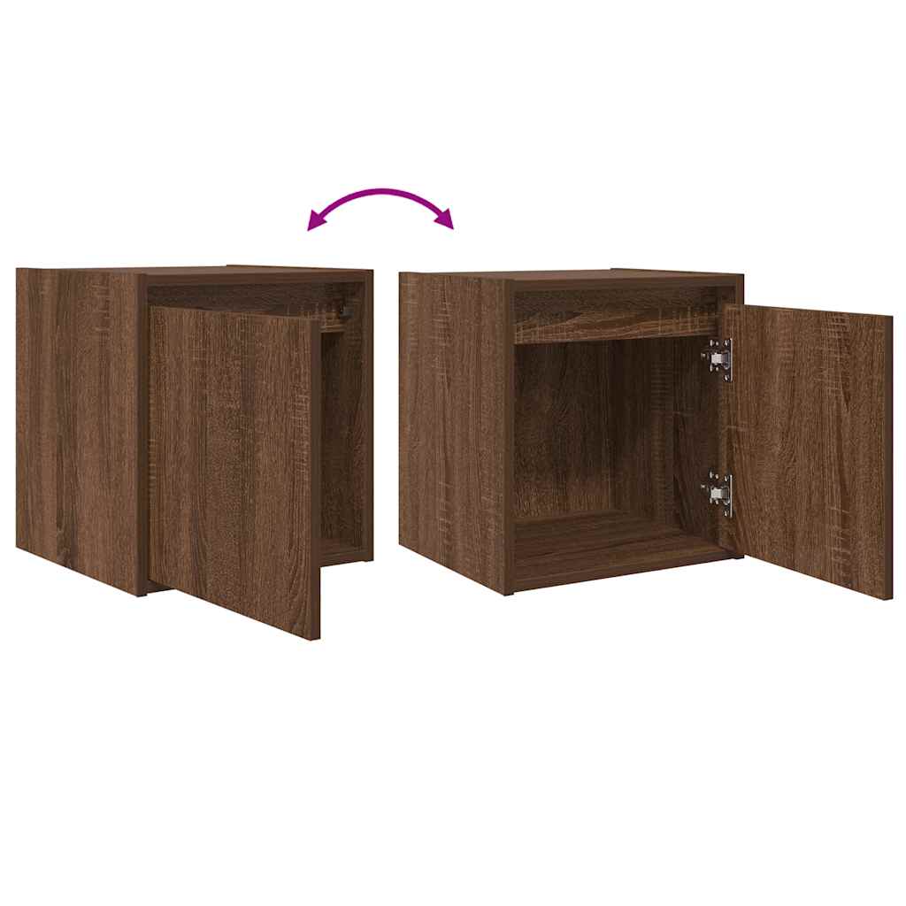 Wall-mounted bedside tables, 2 pieces, brown oak look, 38 x 34 x 40 cm