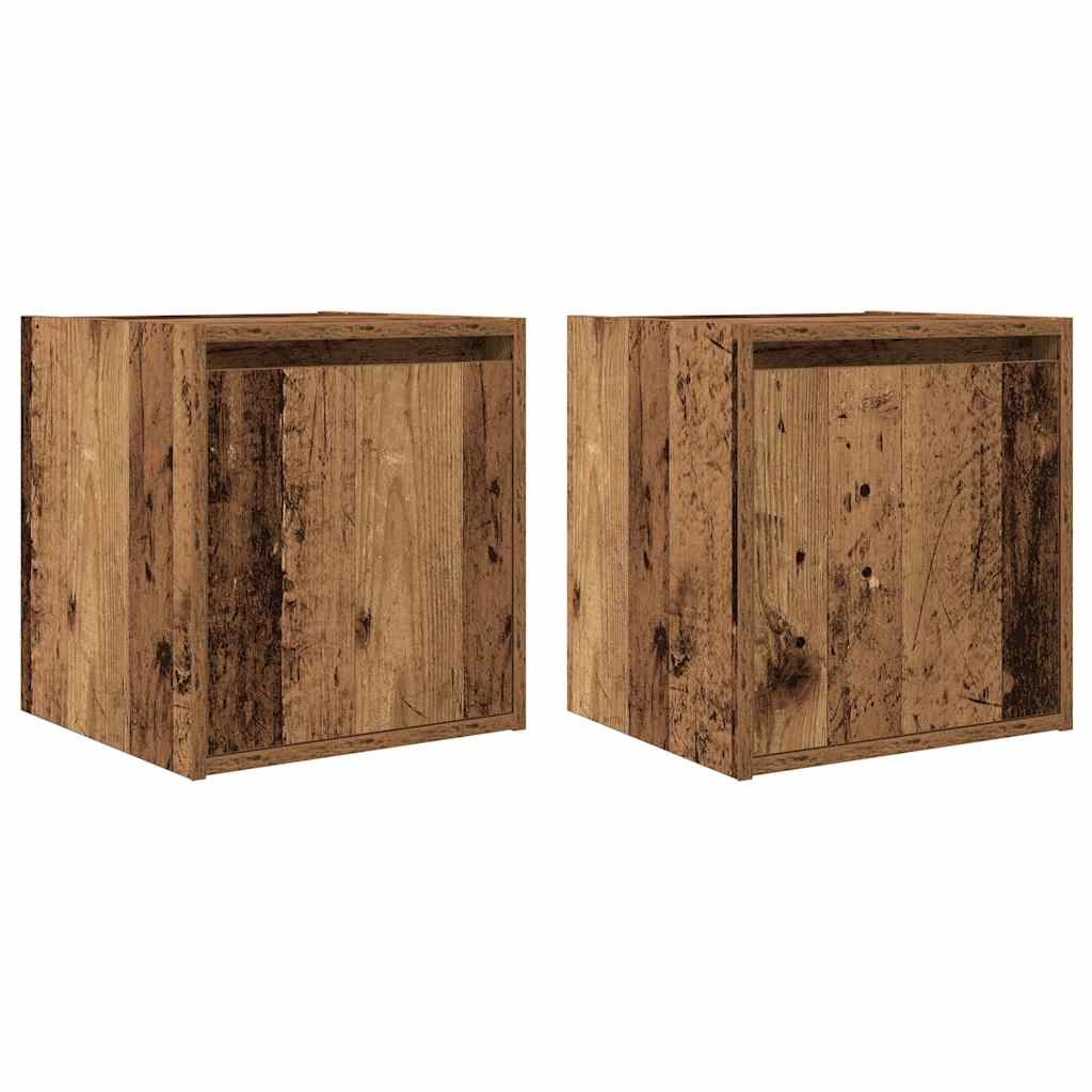 Wall-mounted bedside tables (2 pieces), reclaimed wood look, 38x34x40 cm