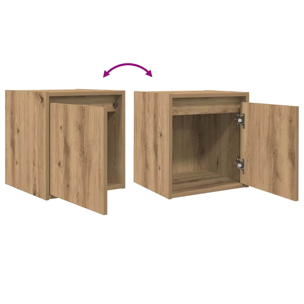 Wall-mounted bedside tables, 2 pieces, Artisan oak, 38 x 34 x 40 cm