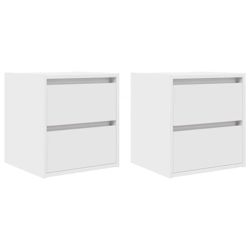 Wall-mounted bedside tables, 2 pieces, white, 38 x 34 x 40 cm
