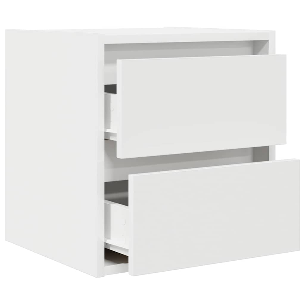 Wall-mounted bedside tables, 2 pieces, white, 38 x 34 x 40 cm