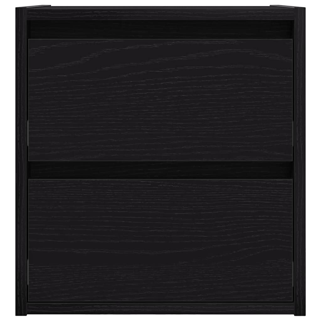 Wall-mounted bedside tables, 2 pieces, black oak look, 38 x 34 x 40 cm