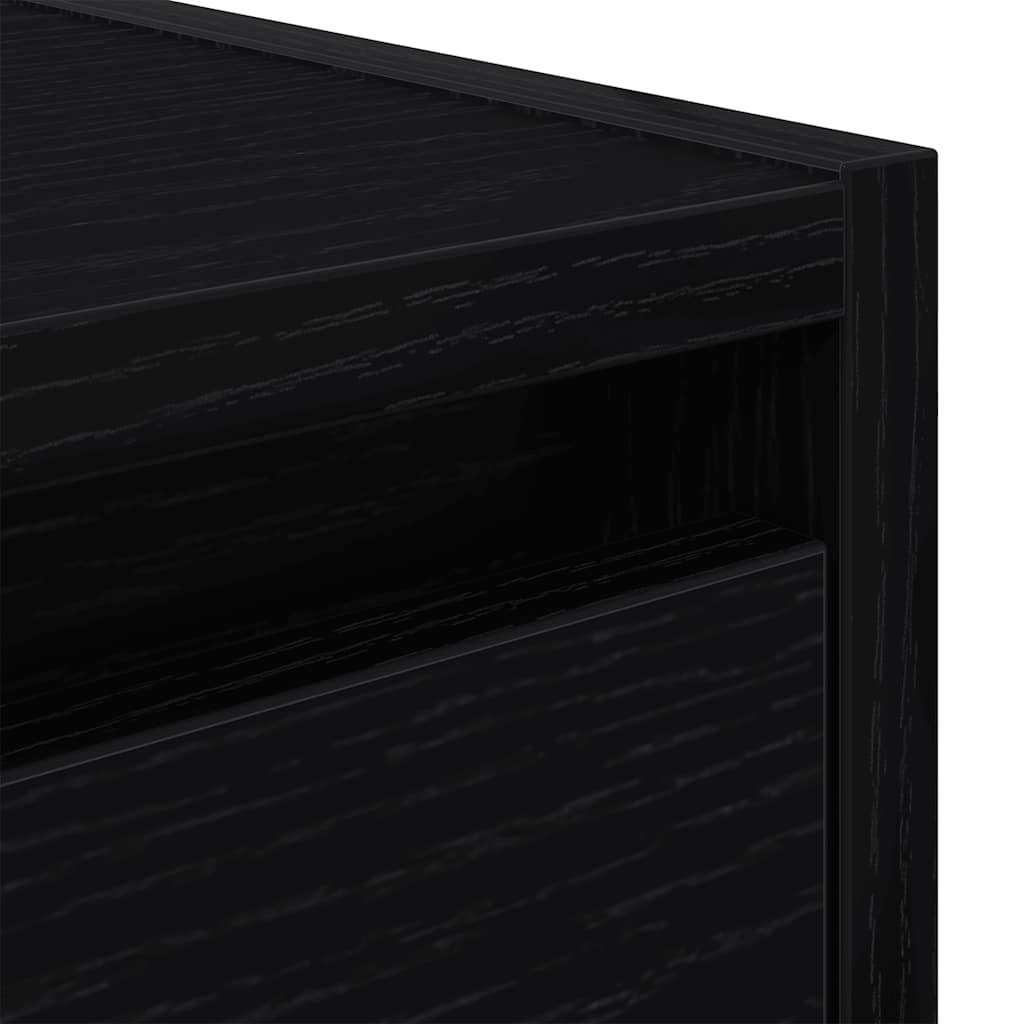 Wall-mounted bedside tables, 2 pieces, black oak look, 38 x 34 x 40 cm