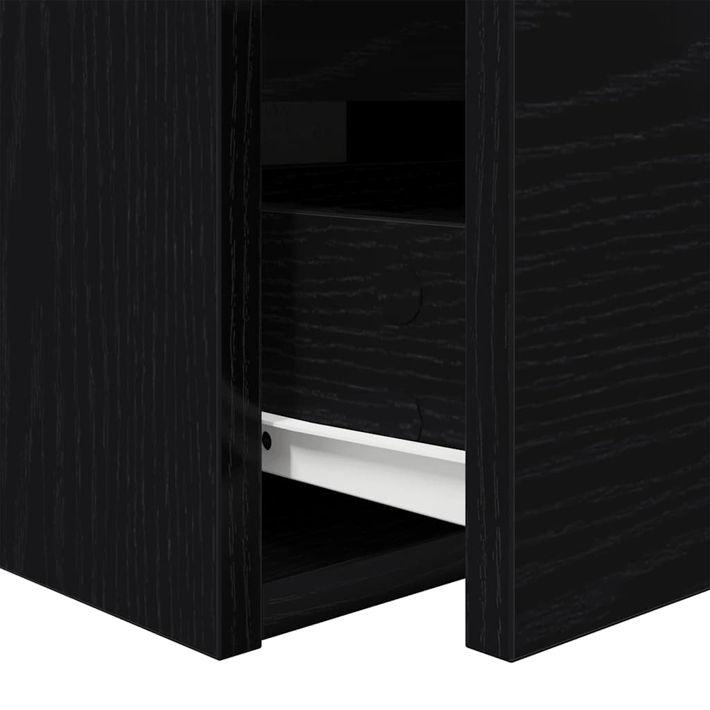 Wall-mounted bedside tables, 2 pieces, black oak look, 38 x 34 x 40 cm